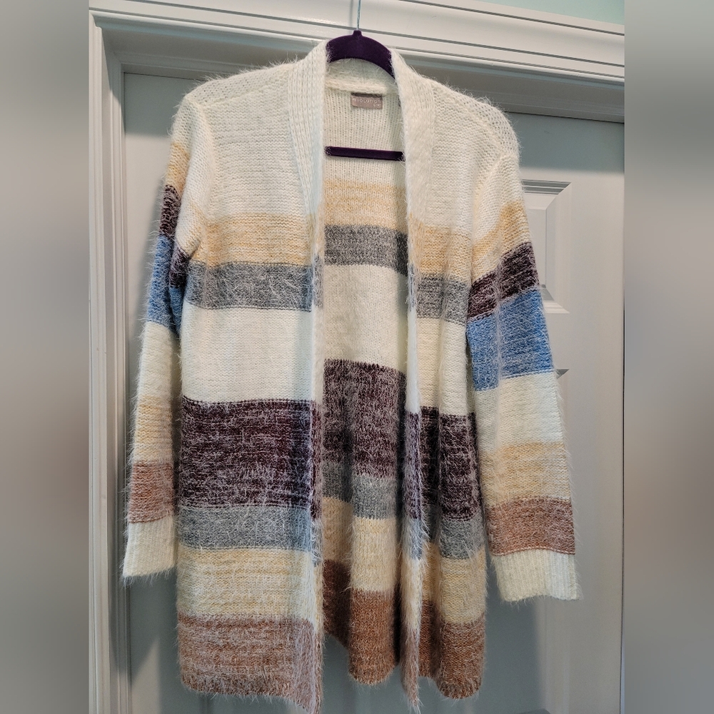 EVOLUTION BY CYRUS Dounea Fuzzy Open Cardigan L - Picture 2 of 4